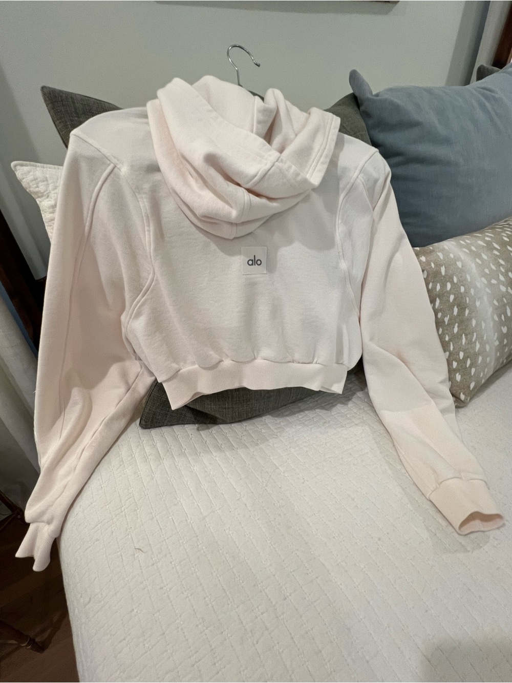 ALO Yoga ivory Cropped zip front Hoodie